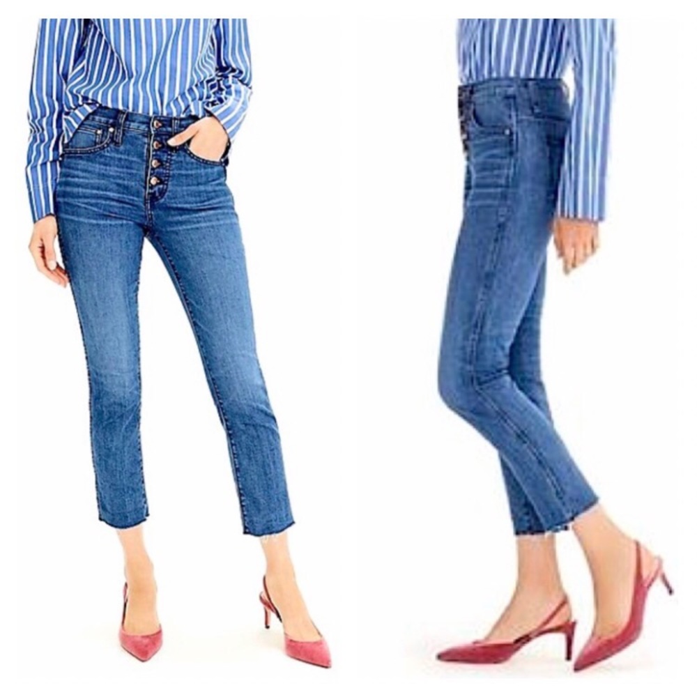 J. CREW | Vintage Straight Button Fly Raw Hem Denim Blue Jeans size 29 - Picture 4 of 14